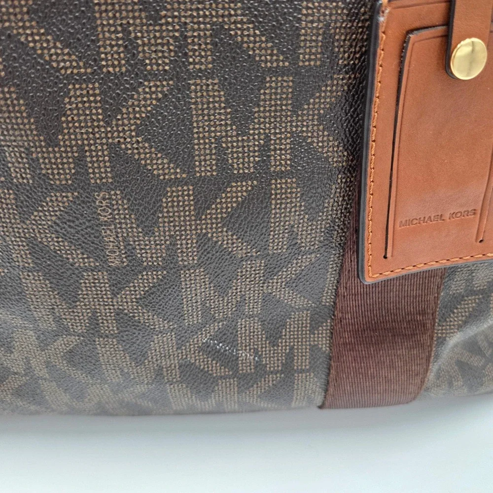 Michael Kors Signature‎ MK Travel Shoulder Bag XL Tote Dark Brown Carry On